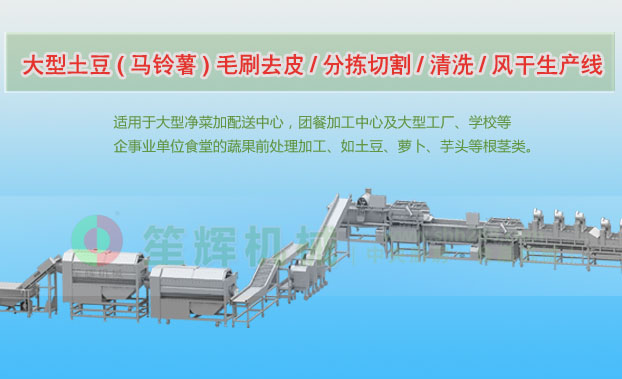 新芜连续式土豆去皮清洗切割风干生产线